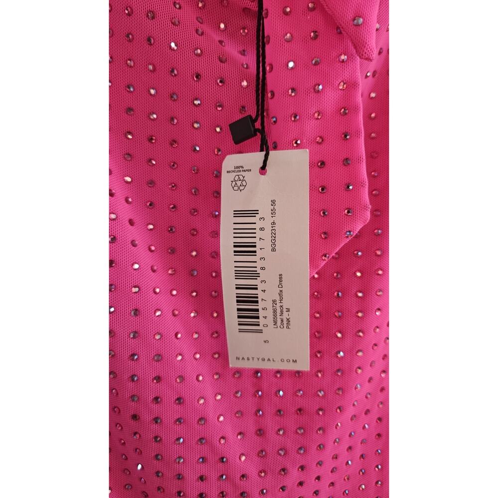 Nasty Gal NWT Dress Size MEDIUM Hot Pink MINI Backless Rhinestones Party Dress - Picture 7 of 8